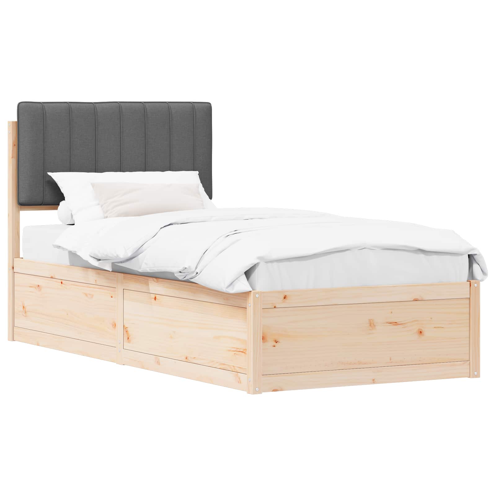 Bettgestell mit gepolstertem Kopfteil Dunkelgrau 90 x 200 cm