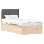 Bettgestell mit gepolstertem Kopfteil Dunkelgrau 90 x 190 cm