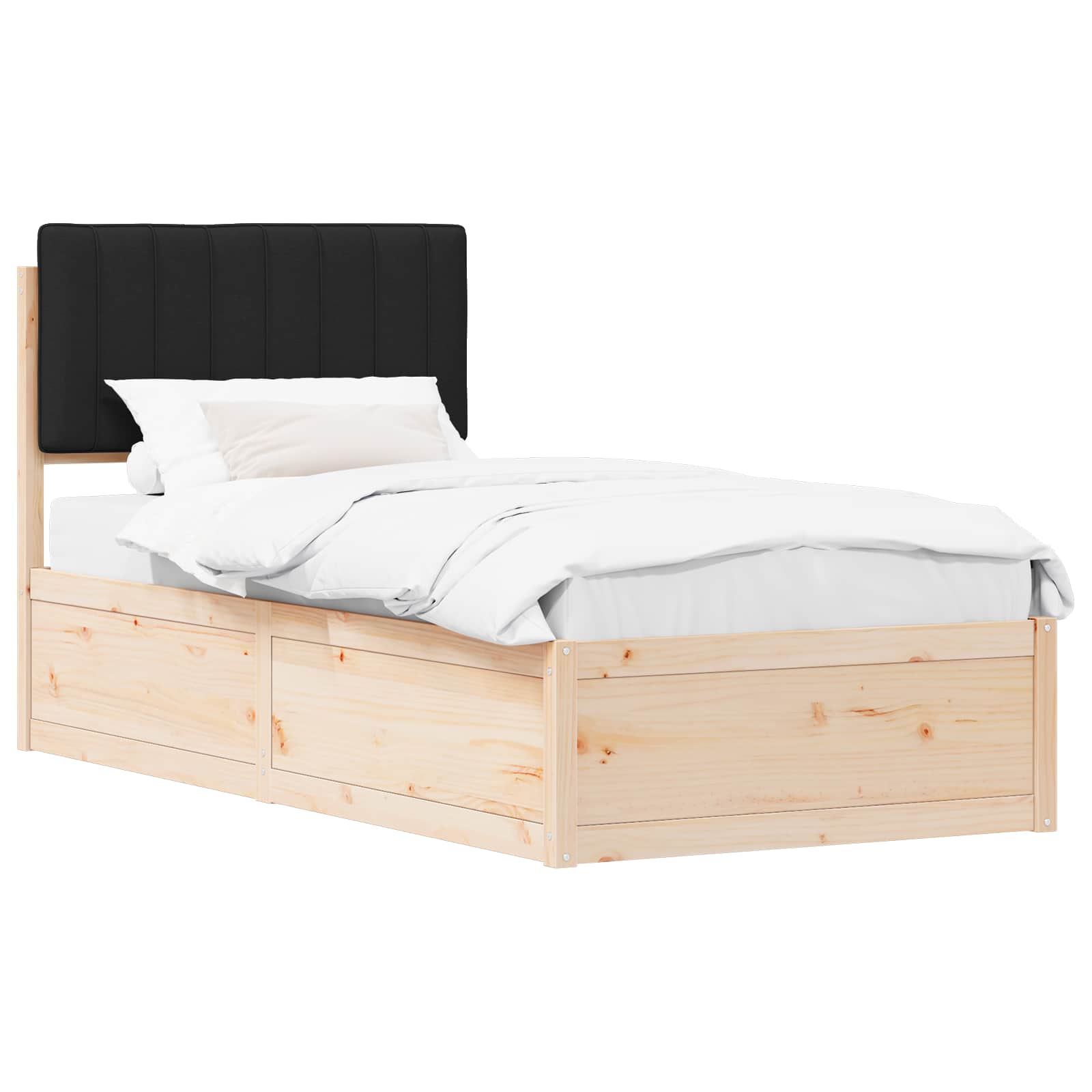 Bettgestell mit gepolstertem Kopfteil Schwarz 90 x 190 cm