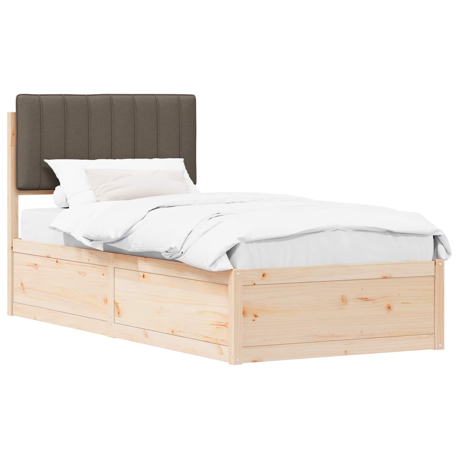 Bettgestell mit gepolstertem Kopfteil Taupe 90 x 190 cm