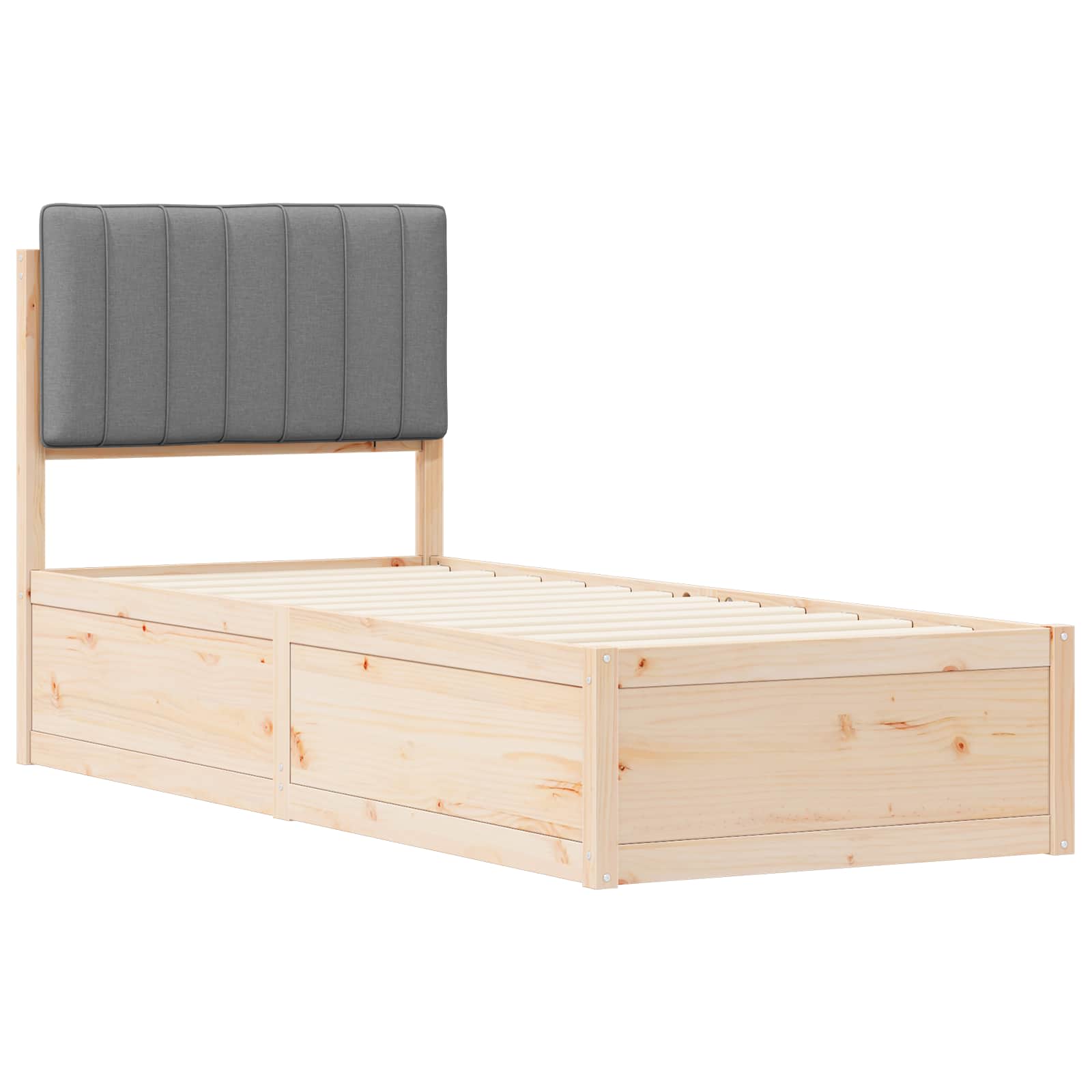 Bettgestell mit gepolstertem Kopfteil Hellgrau 75 x 190 cm