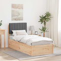 Bettgestell mit gepolstertem Kopfteil Dunkelgrau 75 x 190 cm