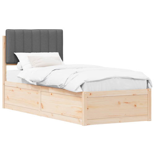 Bettgestell mit gepolstertem Kopfteil Dunkelgrau 75 x 190 cm