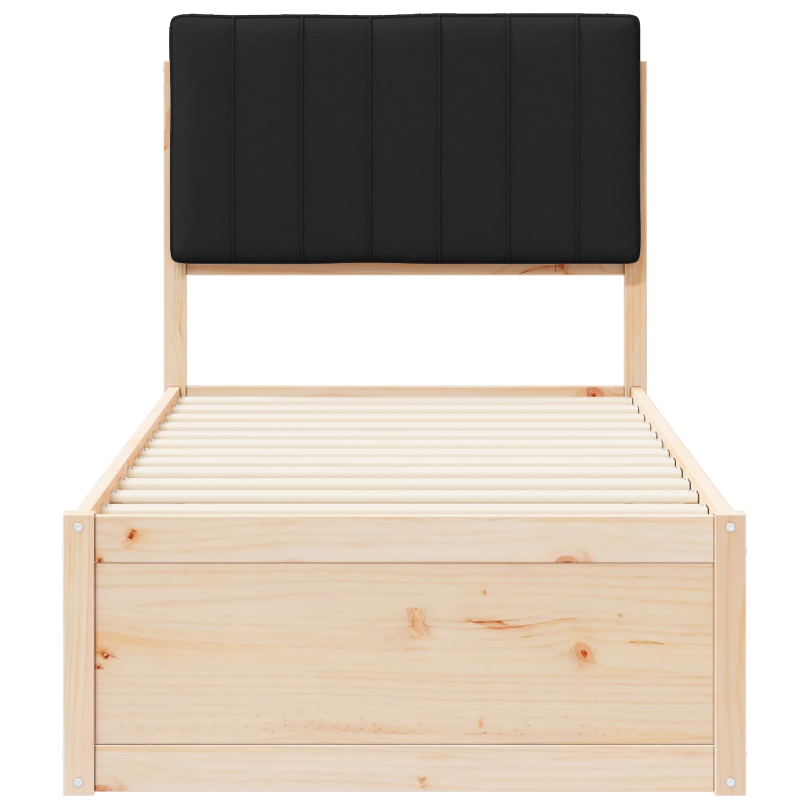 Bettgestell mit gepolstertem Kopfteil Schwarz 75 x 190 cm