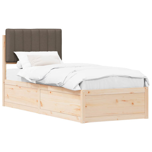 Bettgestell mit gepolstertem Kopfteil Taupe 75 x 190 cm