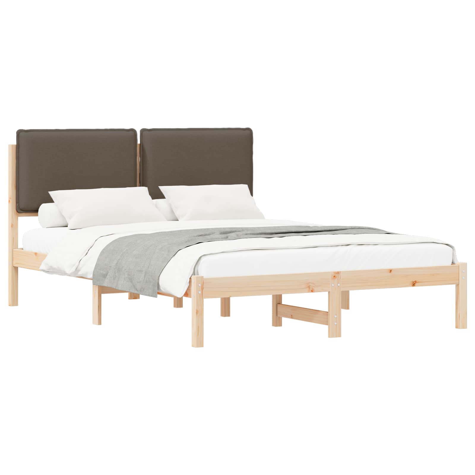 Bettgestell mit gepolstertem Kopfteil Taupe 160 x 200 cm
