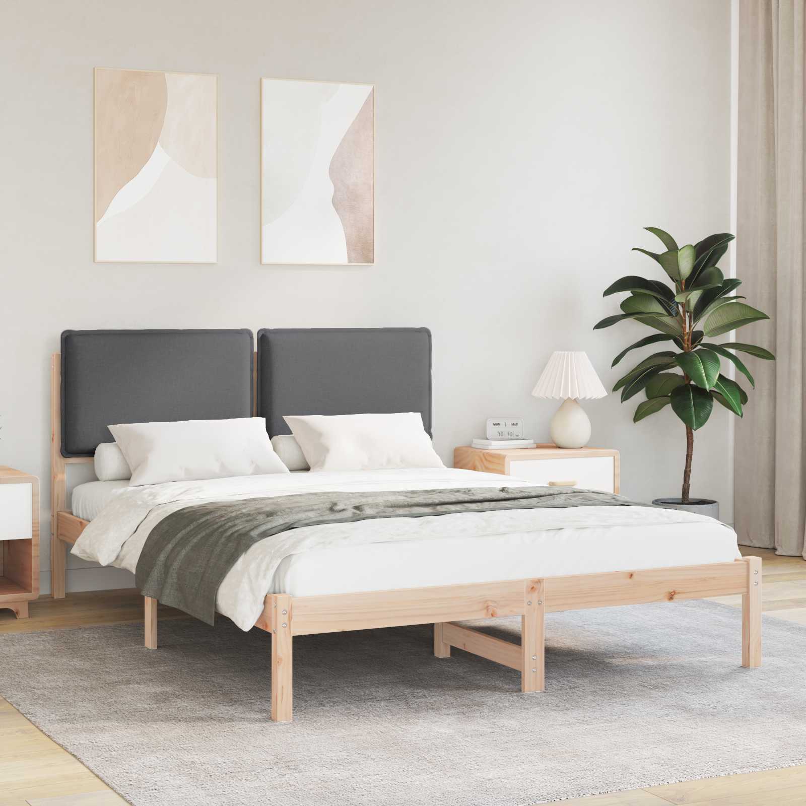 Bettgestell mit gepolstertem Kopfteil Dunkelgrau 150 x 200 cm