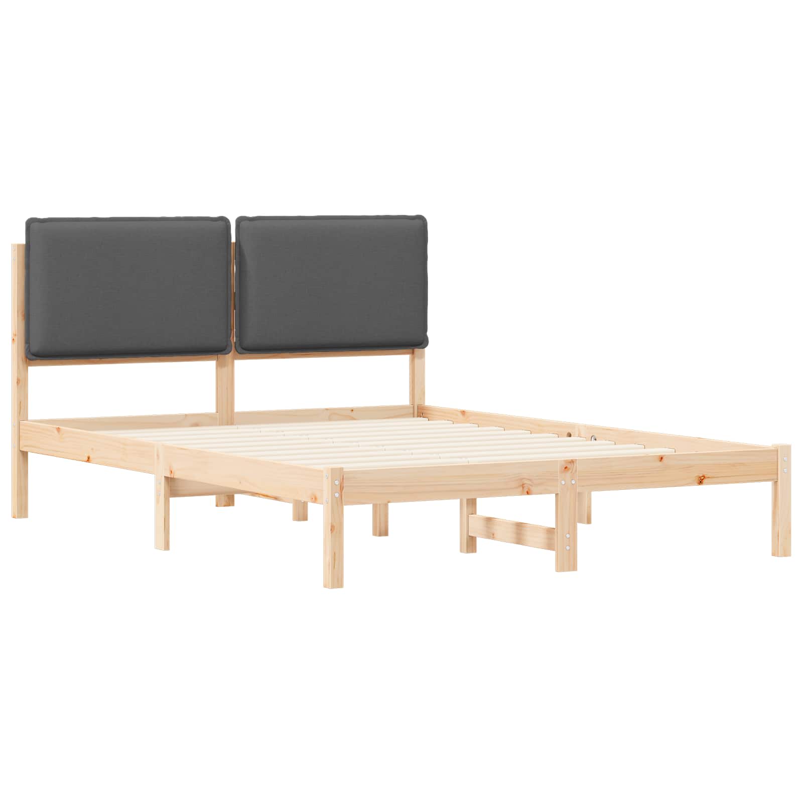 Bettgestell mit gepolstertem Kopfteil Dunkelgrau 140 x 200 cm