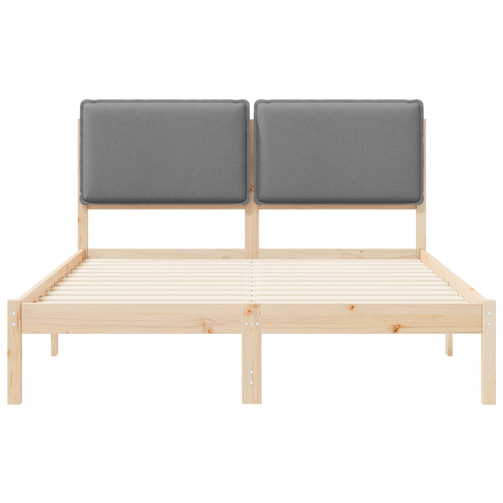 Bettgestell mit gepolstertem Kopfteil Hellgrau 140 x 190 cm