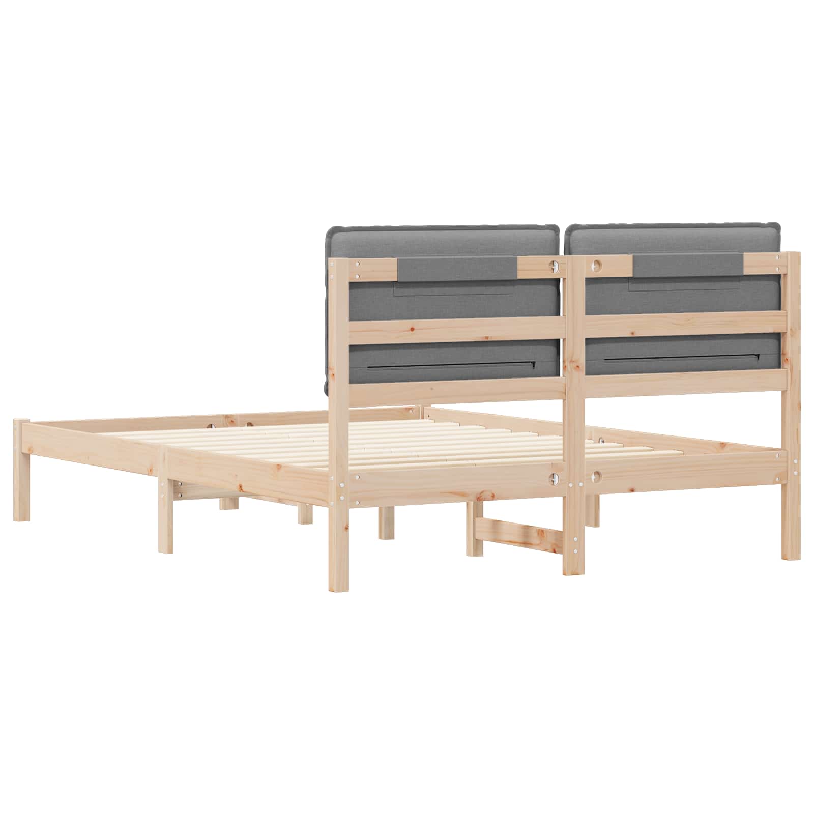 Bettgestell mit gepolstertem Kopfteil Hellgrau 135 x 190 cm