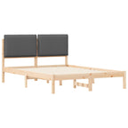 Bettgestell mit gepolstertem Kopfteil Dunkelgrau 135 x 190 cm