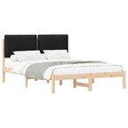 Bettgestell mit gepolstertem Kopfteil Schwarz 135 x 190 cm