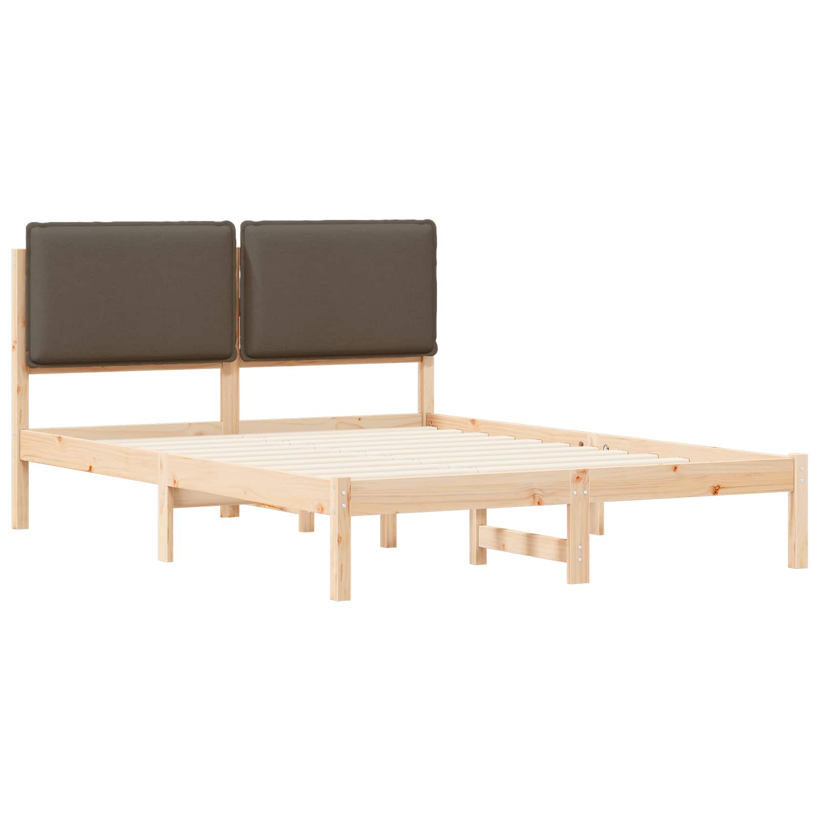 Bettgestell mit gepolstertem Kopfteil Taupe 135 x 190 cm