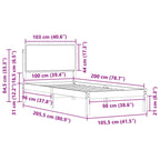 Bettgestell mit gepolstertem Kopfteil Dunkelgrau 100 x 200 cm
