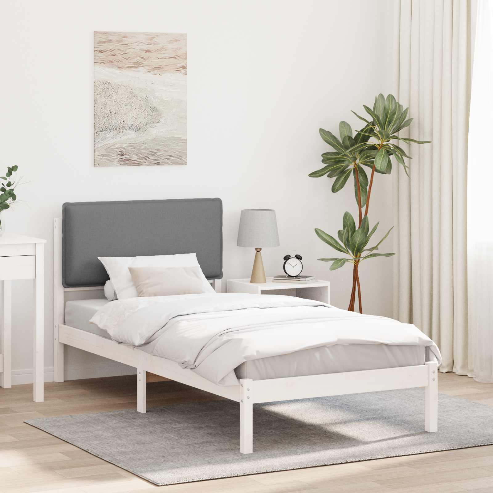 Bettgestell mit gepolstertem Kopfteil Hellgrau 100 x 200 cm