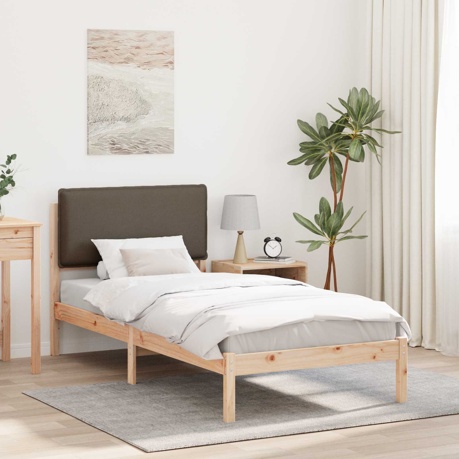 Bettgestell mit gepolstertem Kopfteil Taupe 80 x 200 cm