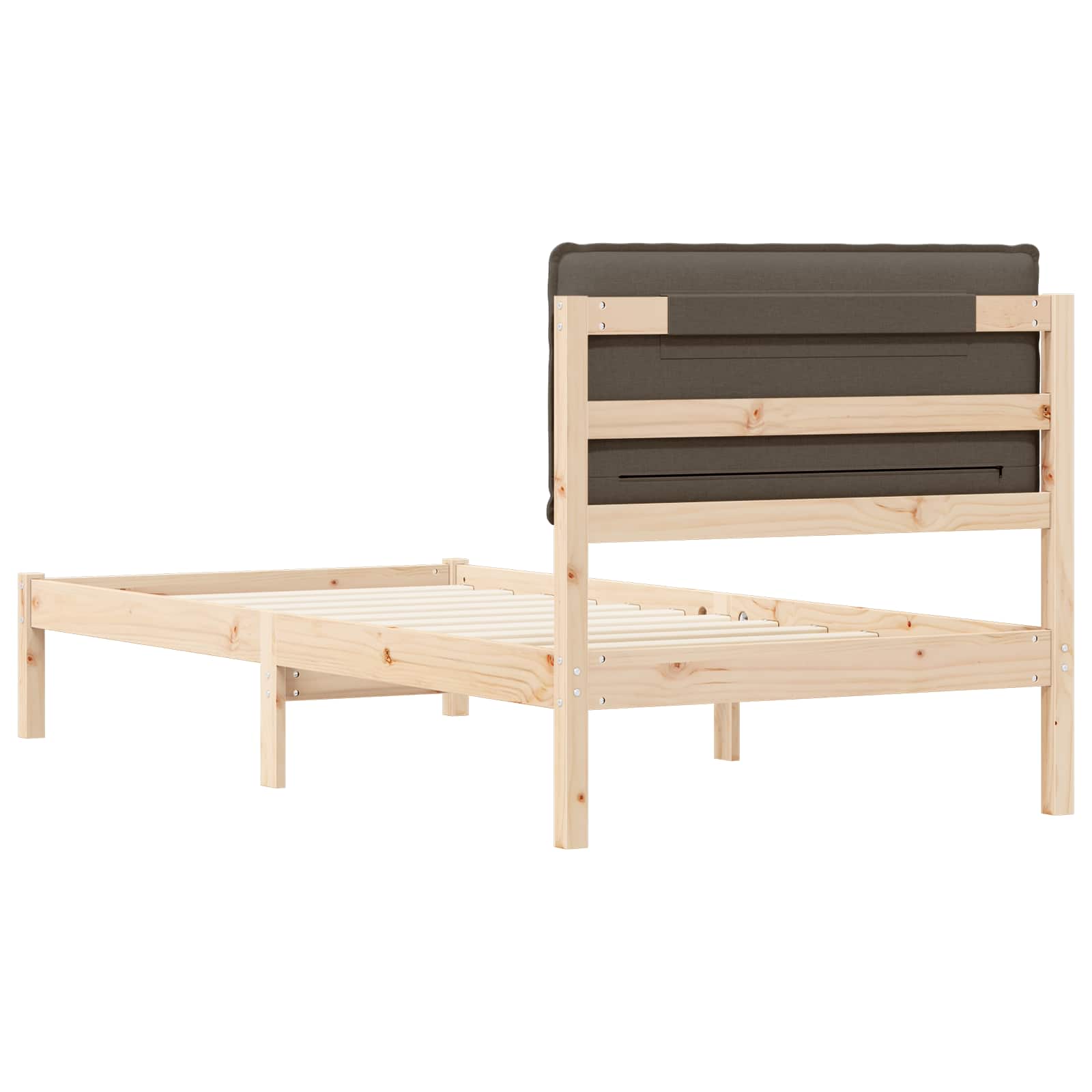 Bettgestell mit gepolstertem Kopfteil Taupe 80 x 200 cm