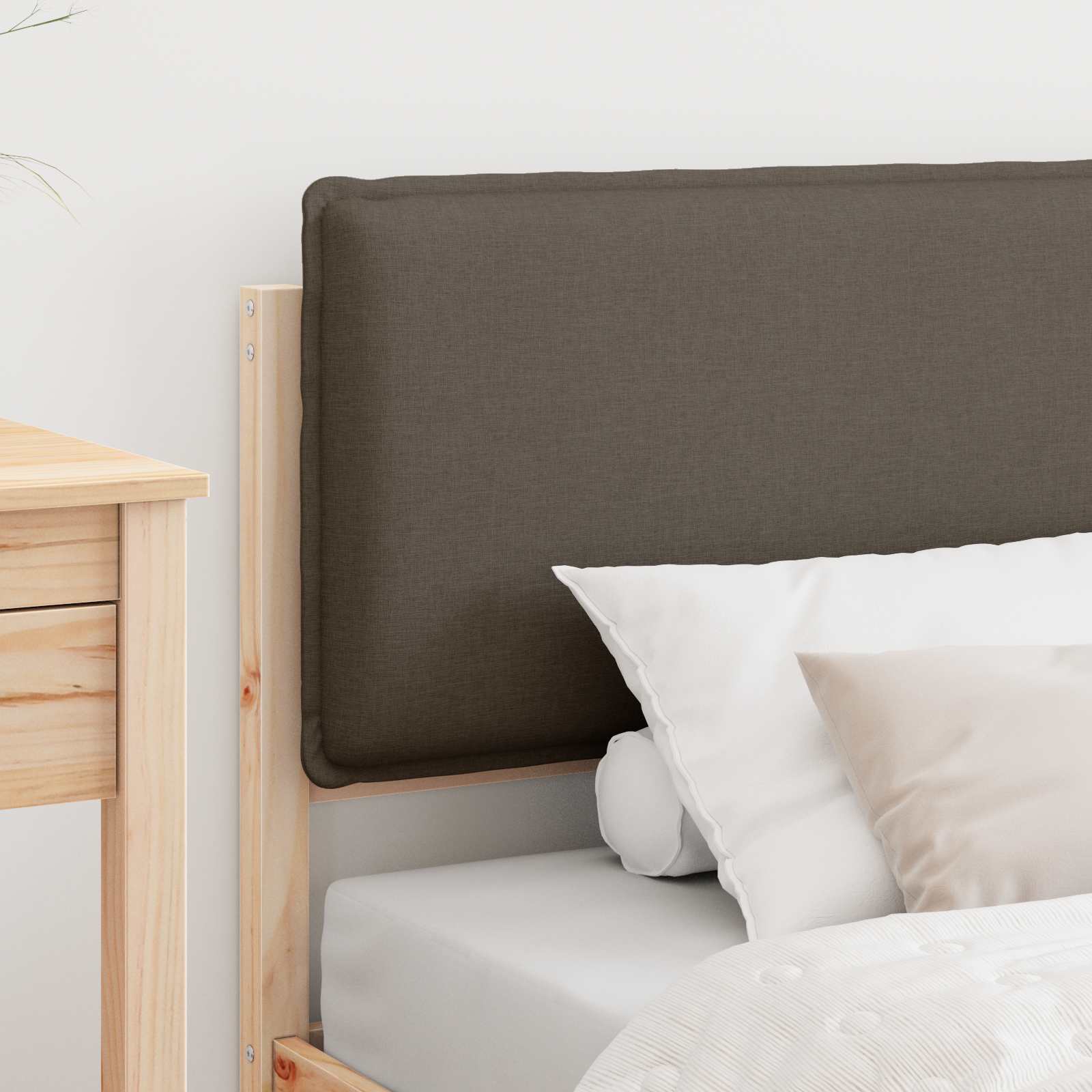Bettgestell mit gepolstertem Kopfteil Taupe 90 x 190 cm