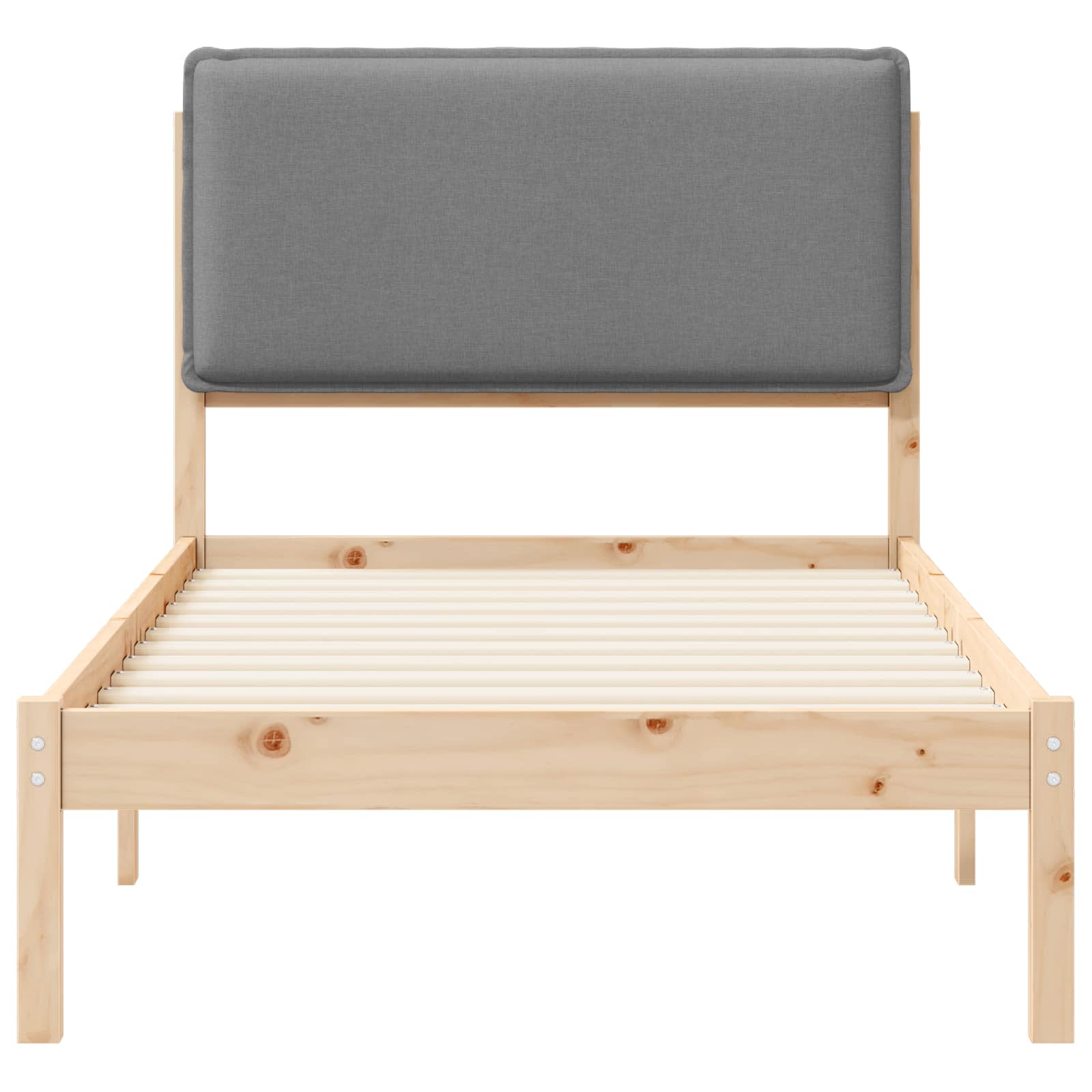 Bettgestell mit gepolstertem Kopfteil Hellgrau 75 x 190 cm