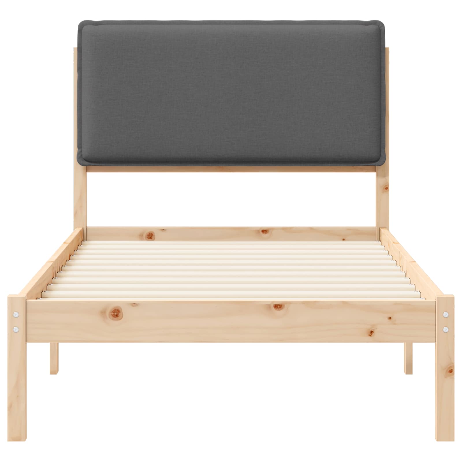 Bettgestell mit gepolstertem Kopfteil Dunkelgrau 75 x 190 cm