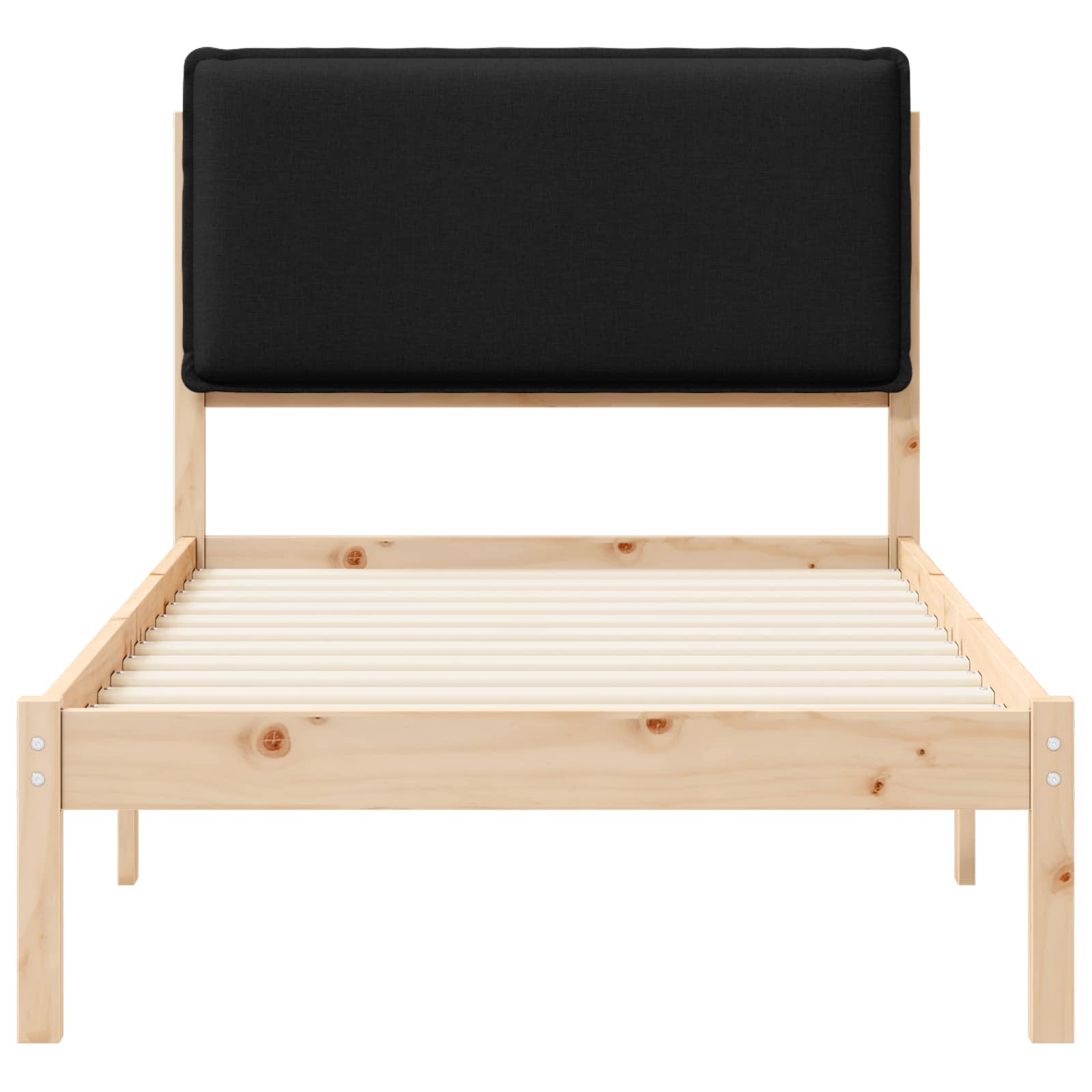 Bettgestell mit gepolstertem Kopfteil Schwarz 75 x 190 cm
