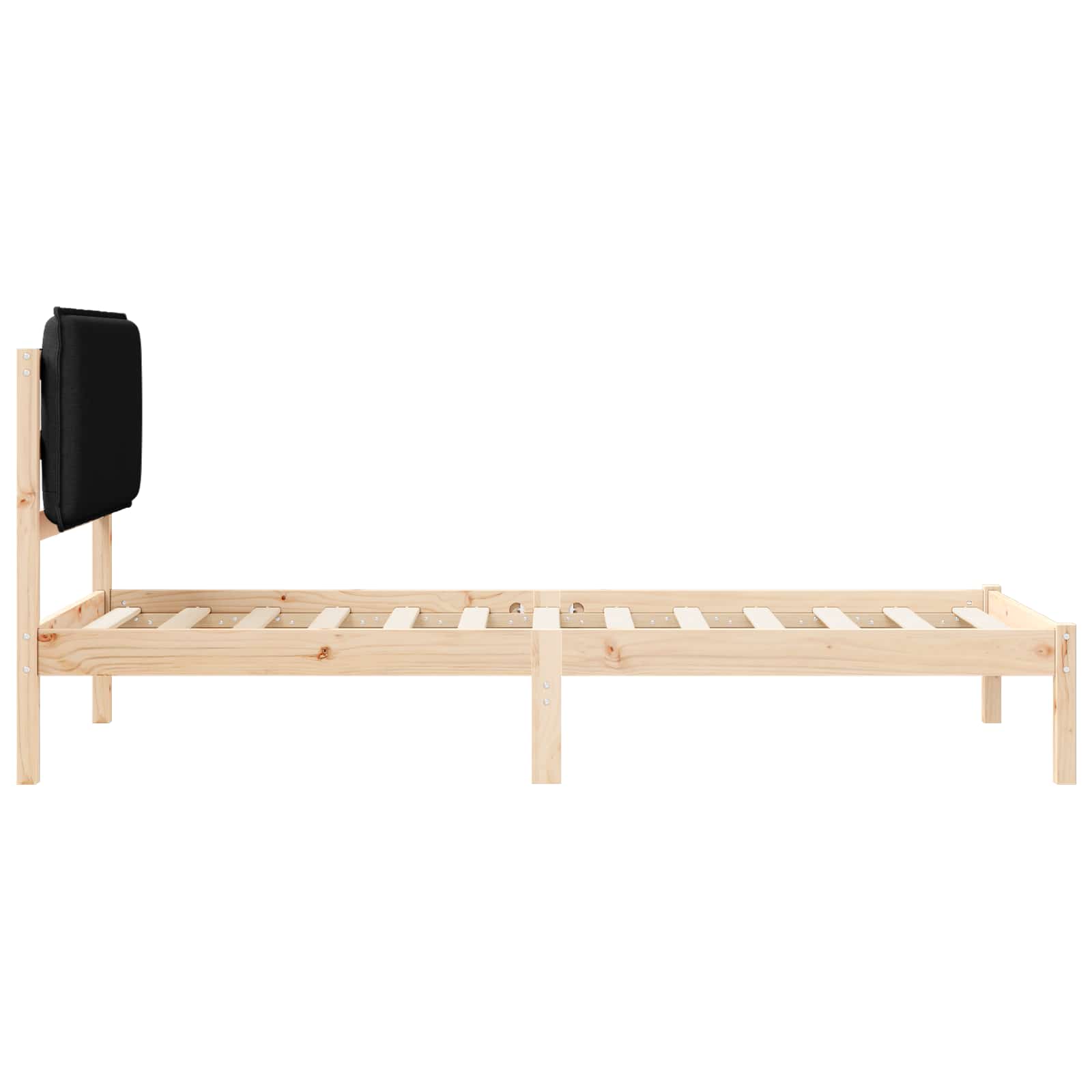 Bettgestell mit gepolstertem Kopfteil Schwarz 75 x 190 cm
