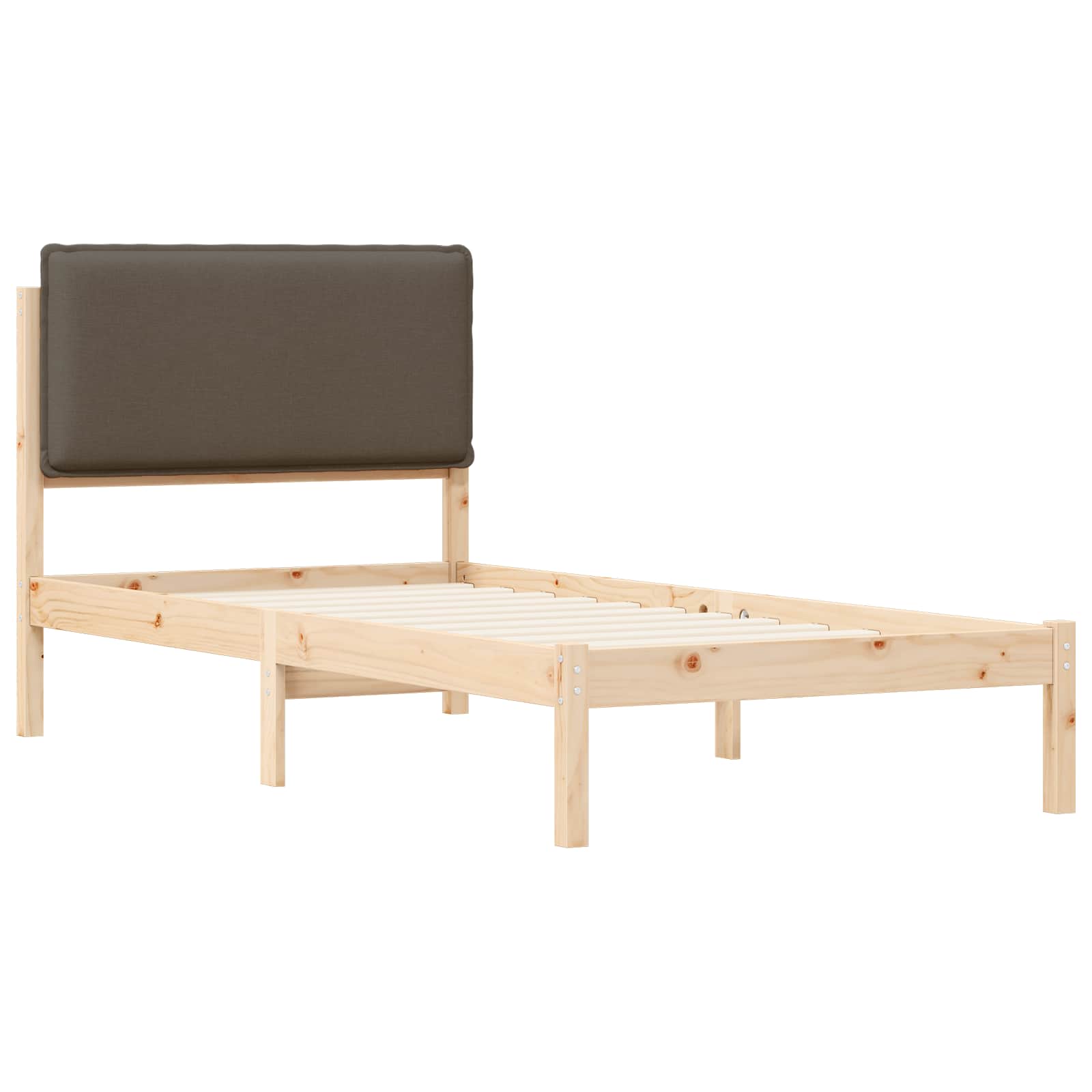 Bettgestell mit gepolstertem Kopfteil Taupe 75 x 190 cm