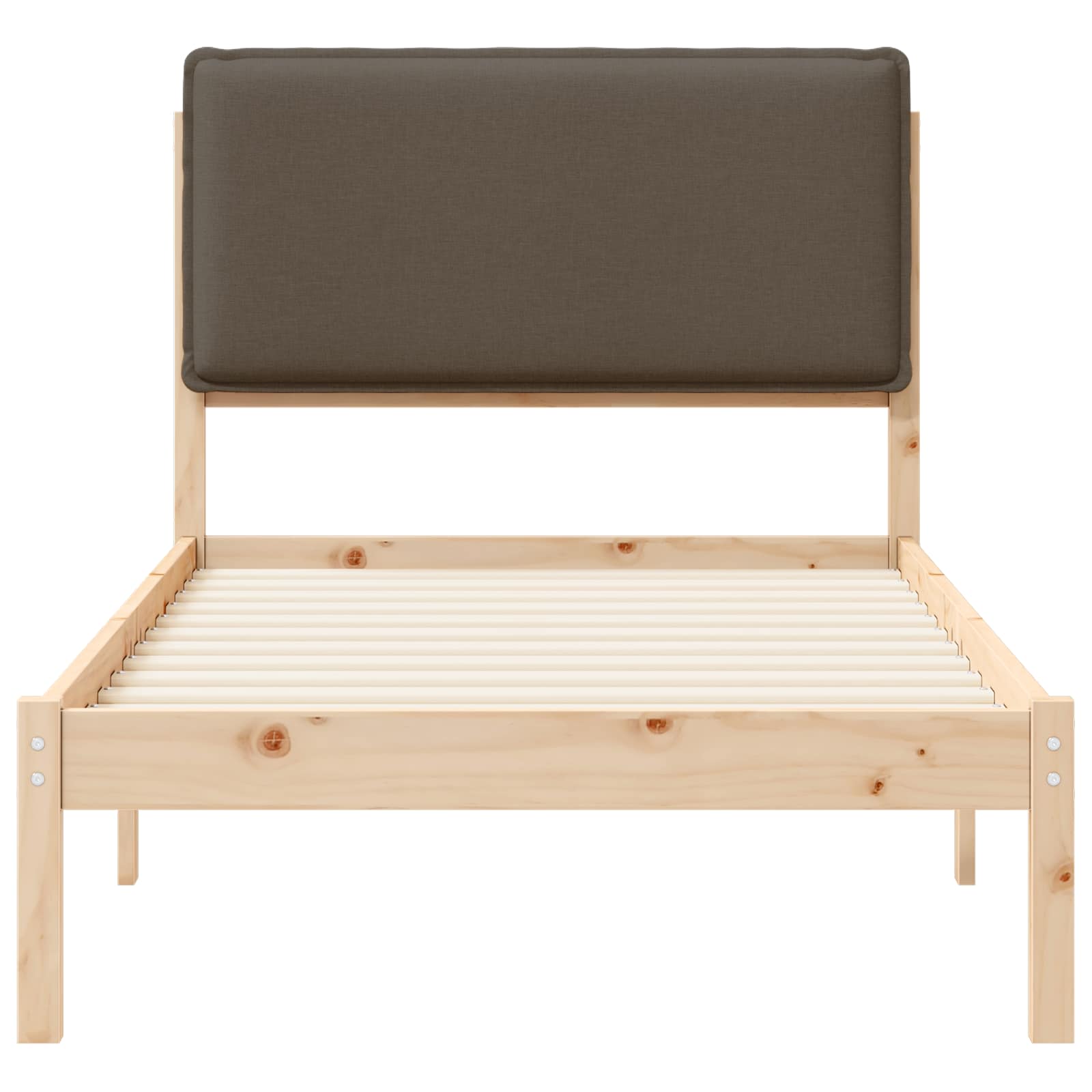 Bettgestell mit gepolstertem Kopfteil Taupe 75 x 190 cm