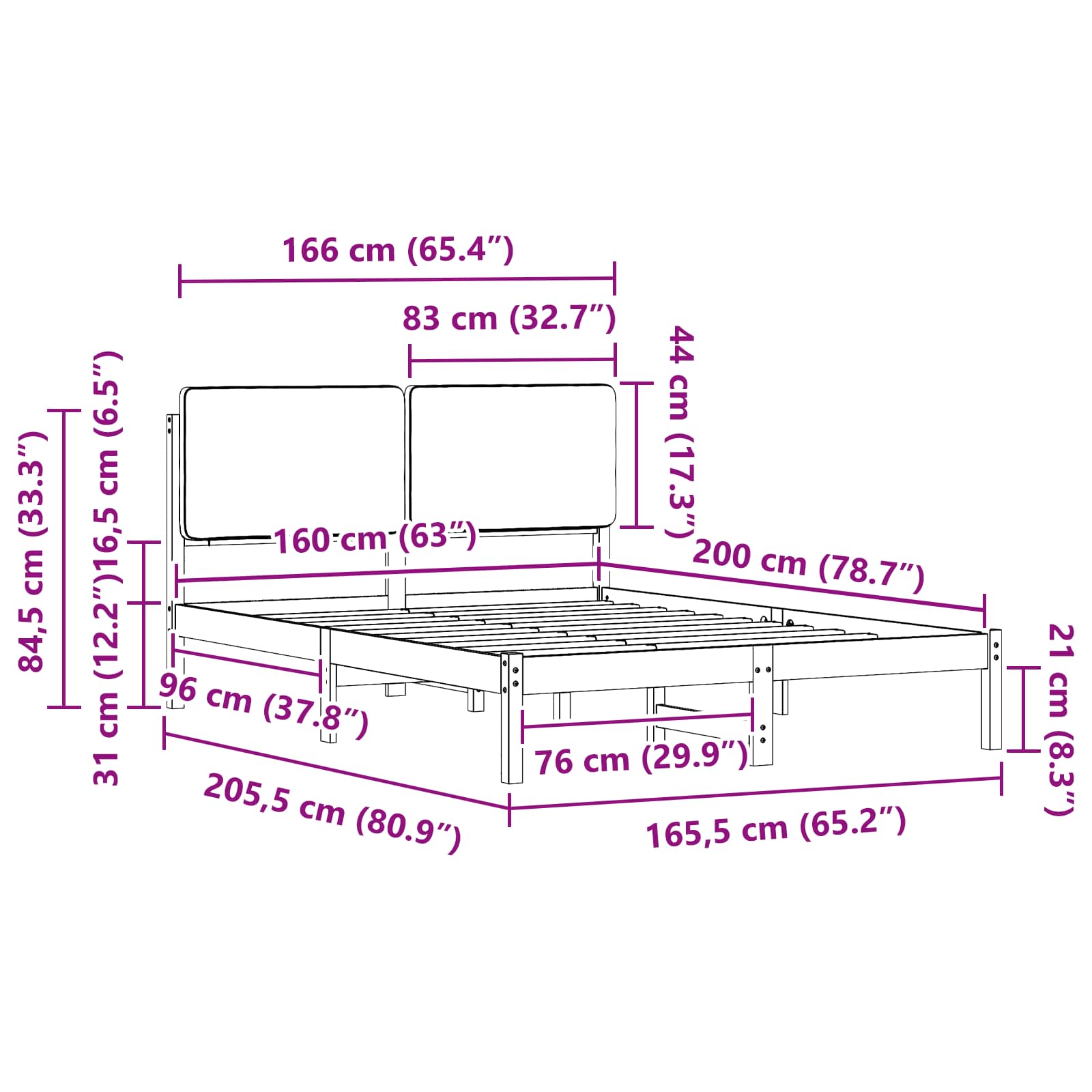 Bettgestell mit gepolstertem Kopfteil Hellgrau 160 x 200 cm