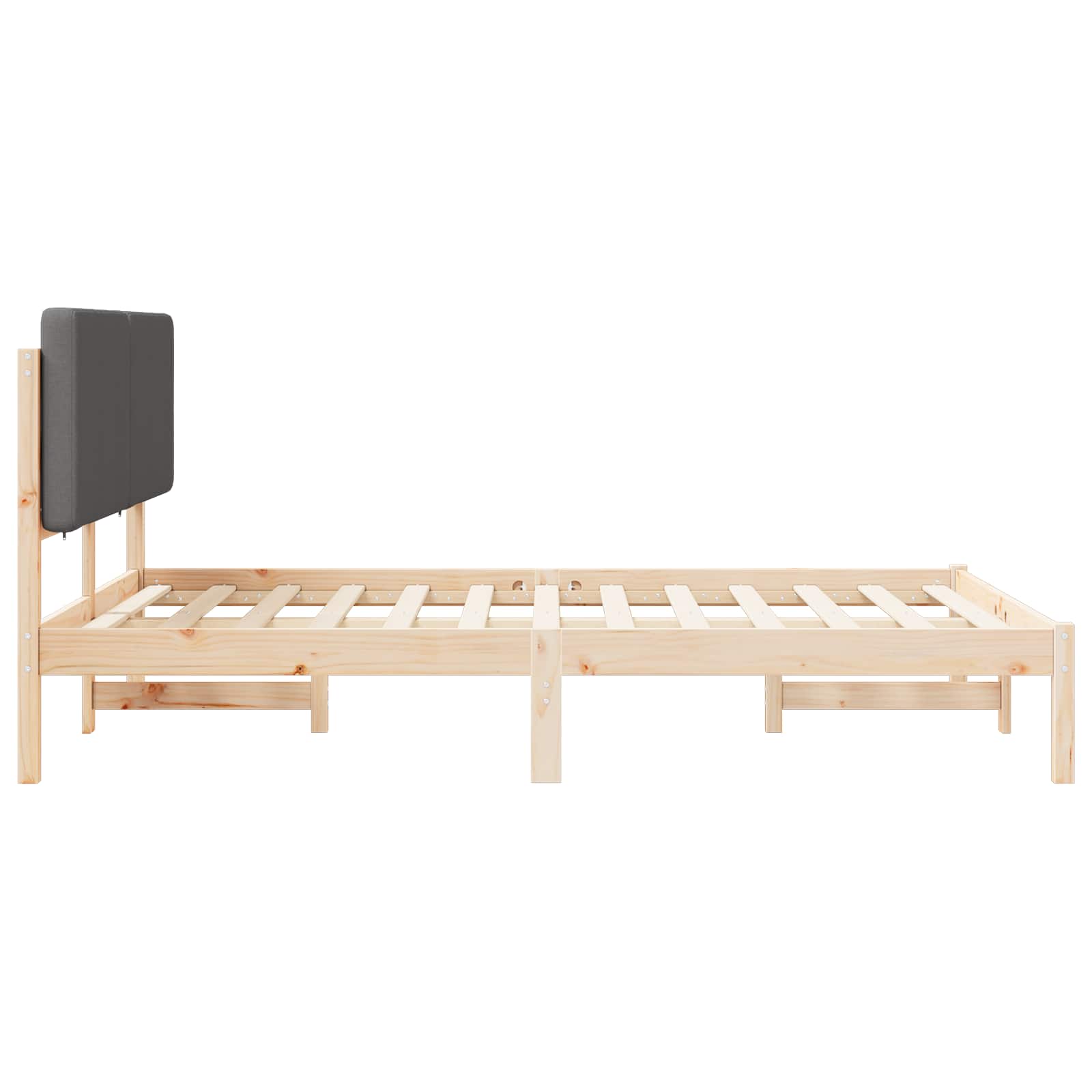 Bettgestell mit gepolstertem Kopfteil Dunkelgrau 160 x 200 cm