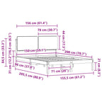 Bettgestell mit gepolstertem Kopfteil Hellgrau 150 x 200 cm