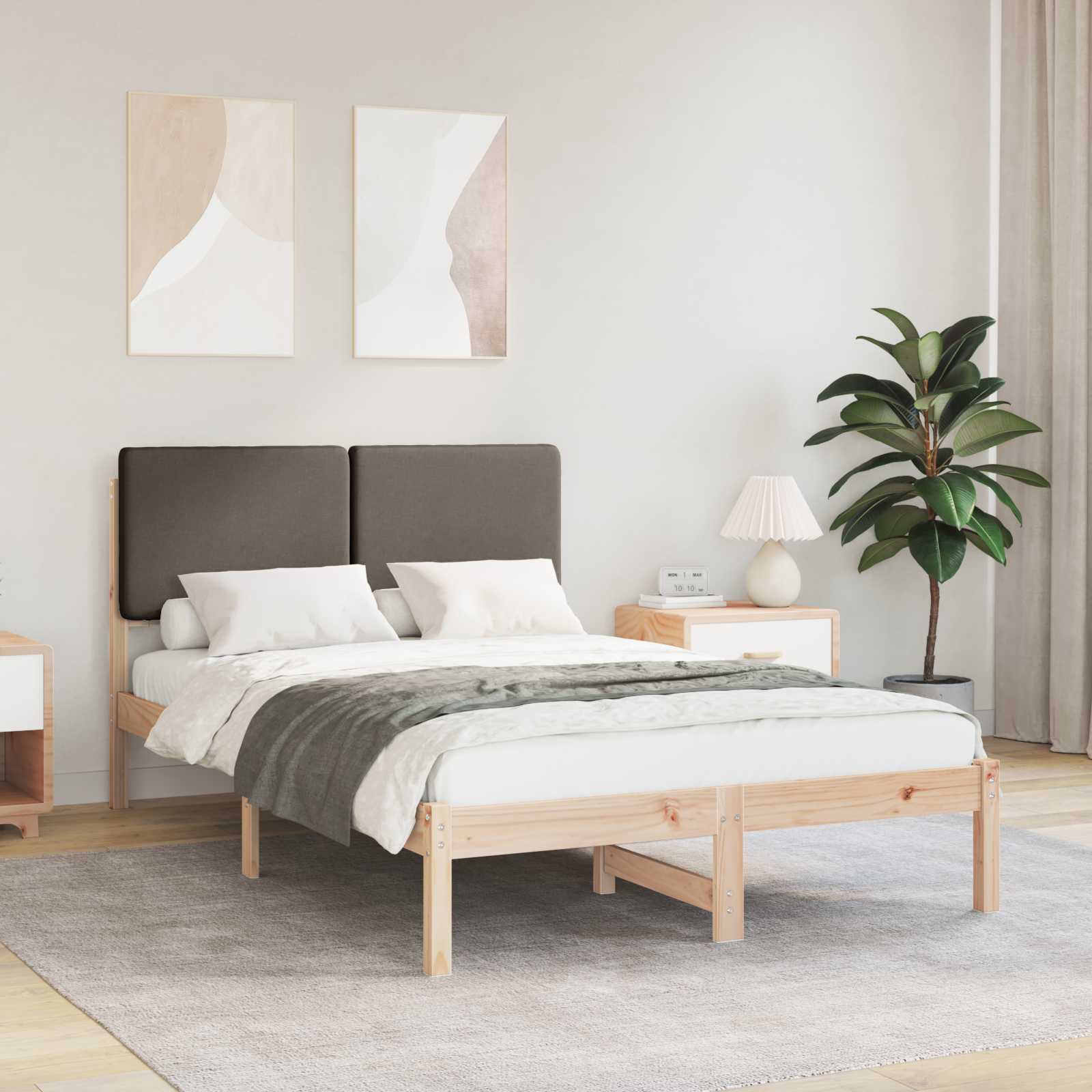 Bettgestell mit gepolstertem Kopfteil Taupe 120 x 200 cm