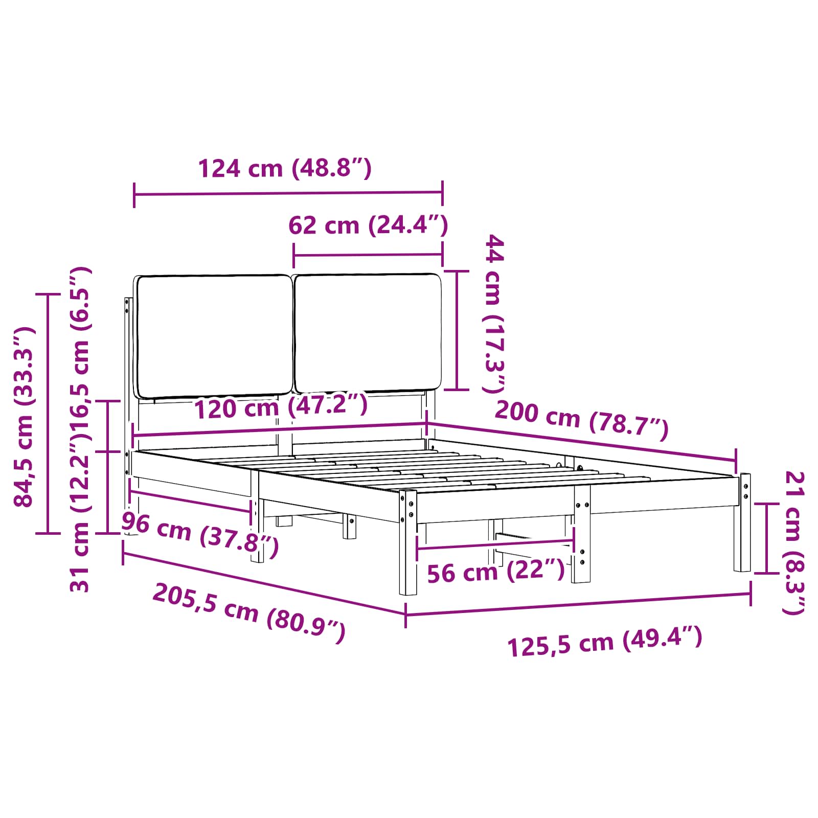 Bettgestell mit gepolstertem Kopfteil Taupe 120 x 200 cm