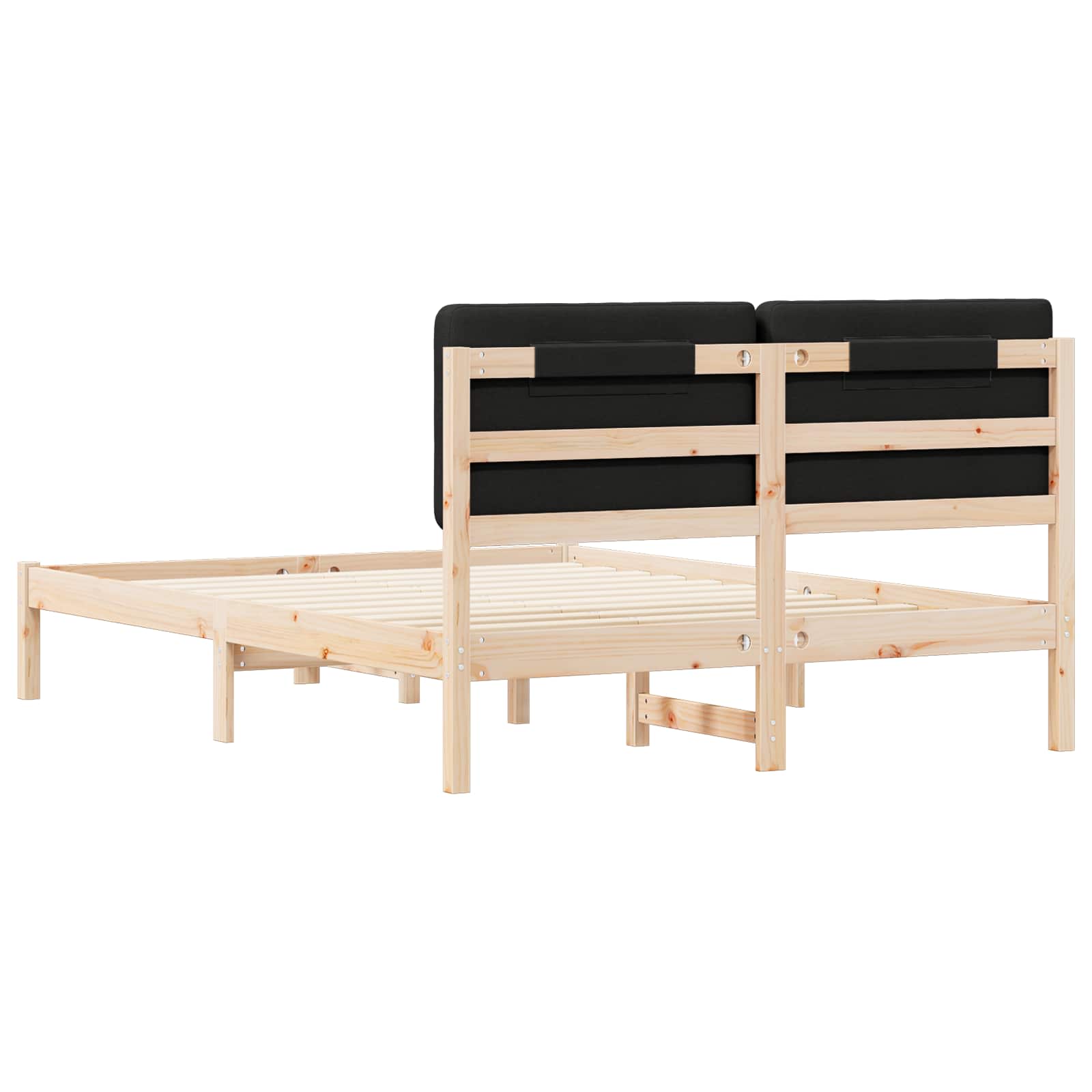 Bettgestell mit gepolstertem Kopfteil Schwarz 140 x 190 cm
