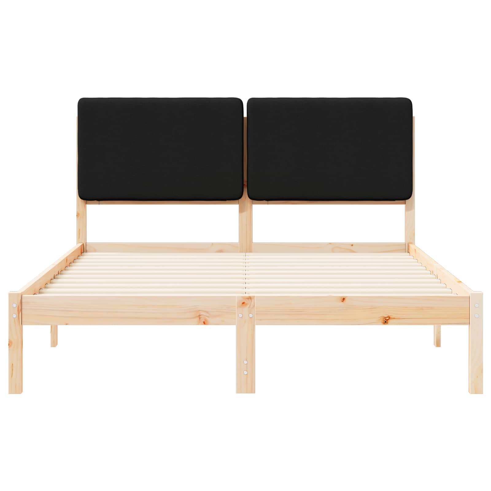 Bettgestell mit gepolstertem Kopfteil Schwarz 140 x 190 cm