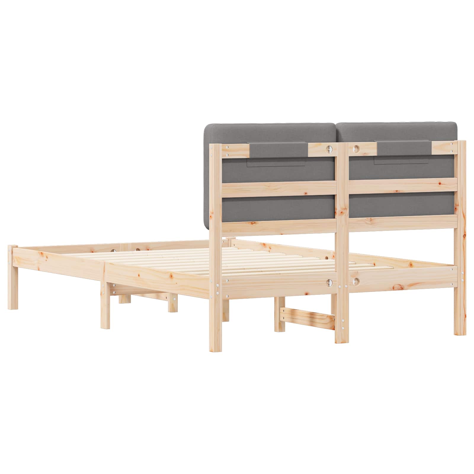 Bettgestell mit gepolstertem Kopfteil Hellgrau 135 x 190 cm