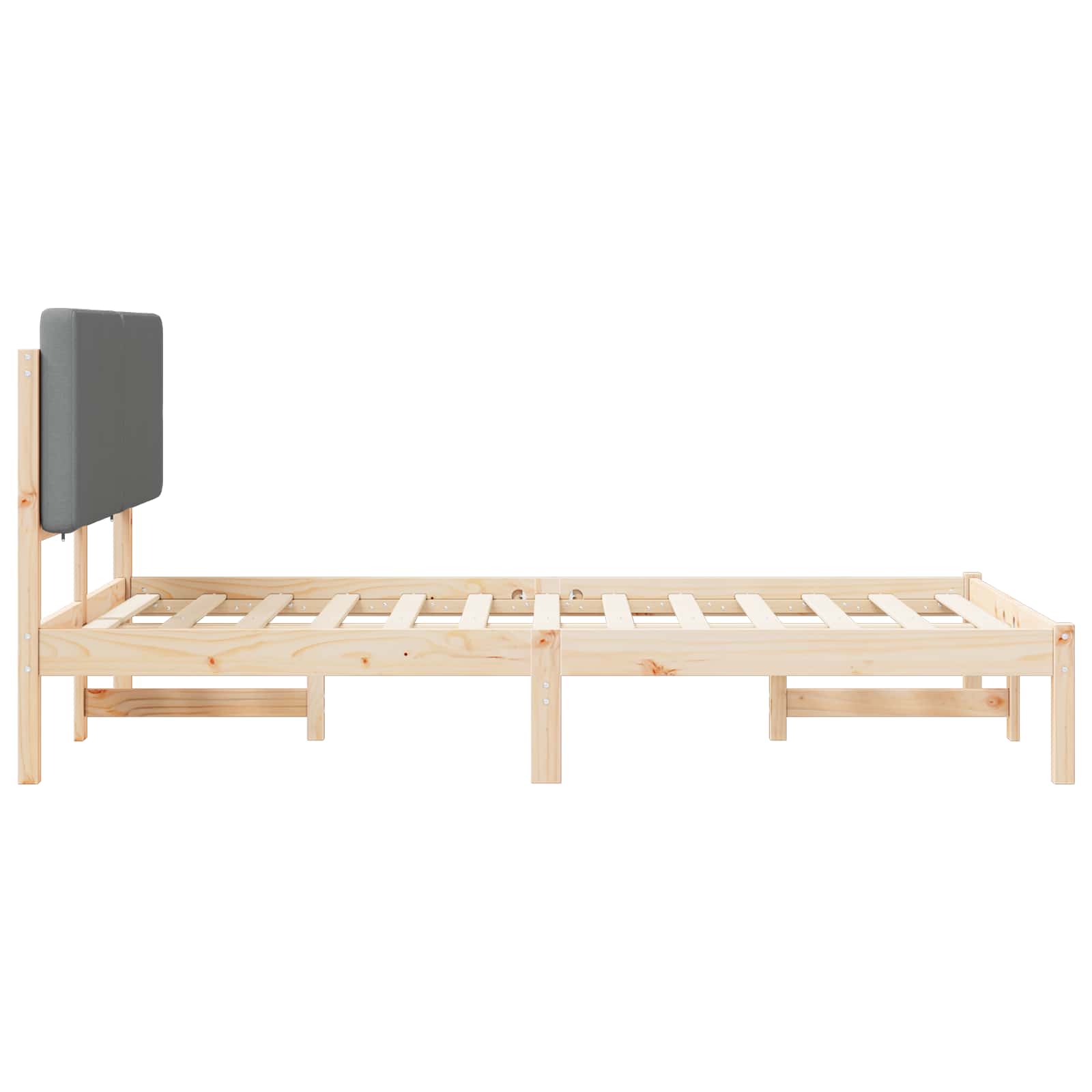 Bettgestell mit gepolstertem Kopfteil Hellgrau 135 x 190 cm