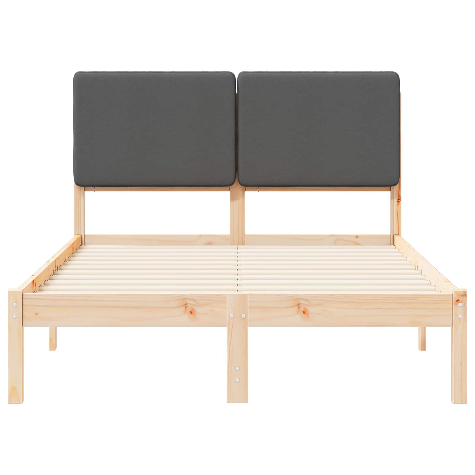 Bettgestell mit gepolstertem Kopfteil Dunkelgrau 135 x 190 cm