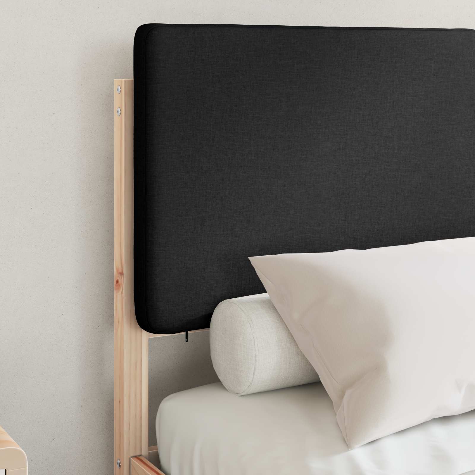 Bettgestell mit gepolstertem Kopfteil Schwarz 135 x 190 cm