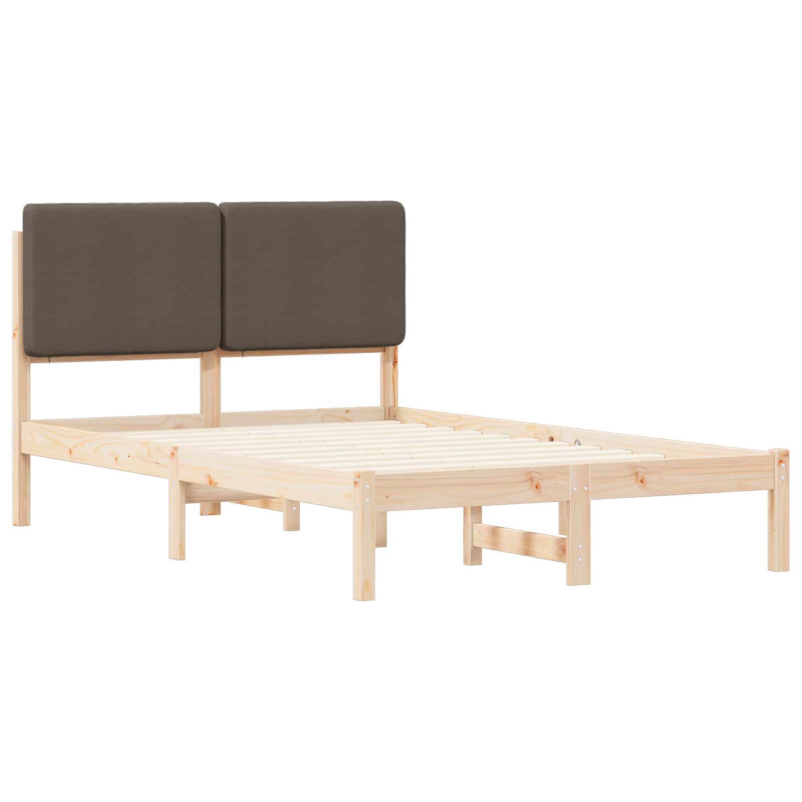 Bettgestell mit gepolstertem Kopfteil Taupe 135 x 190 cm