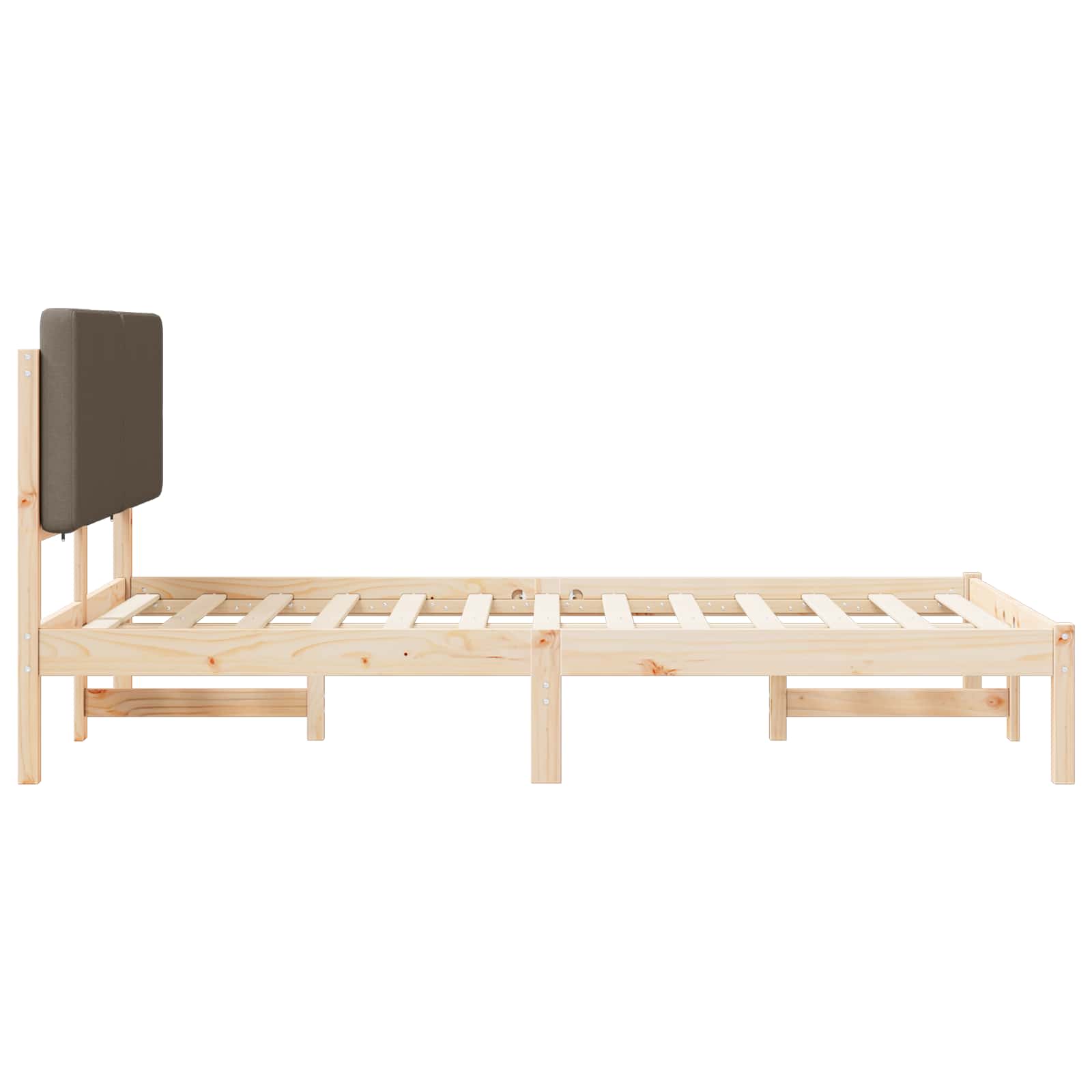 Bettgestell mit gepolstertem Kopfteil Taupe 135 x 190 cm