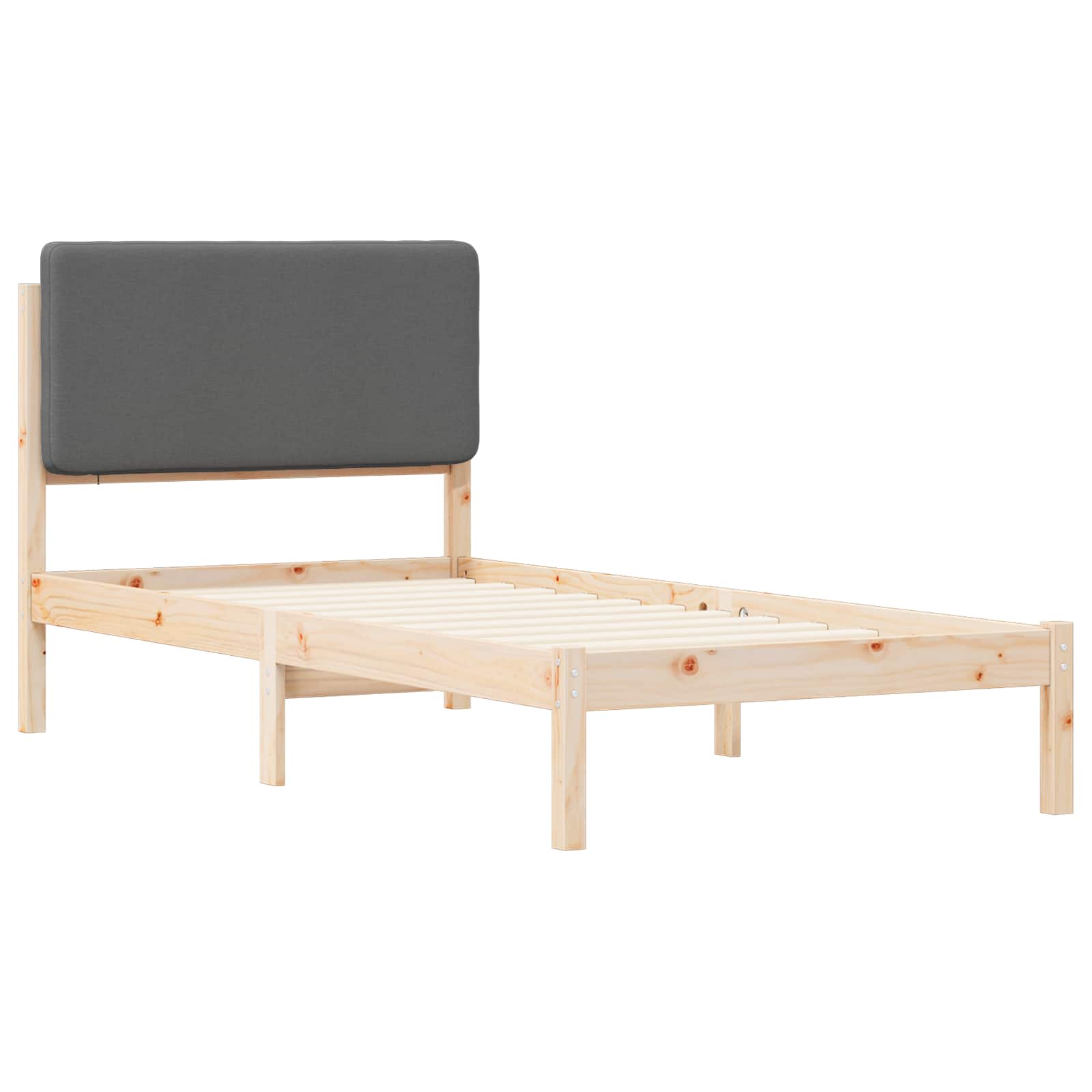 Bettgestell mit gepolstertem Kopfteil Dunkelgrau 100 x 200 cm
