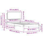 Bettgestell mit gepolstertem Kopfteil Schwarz 100 x 200 cm