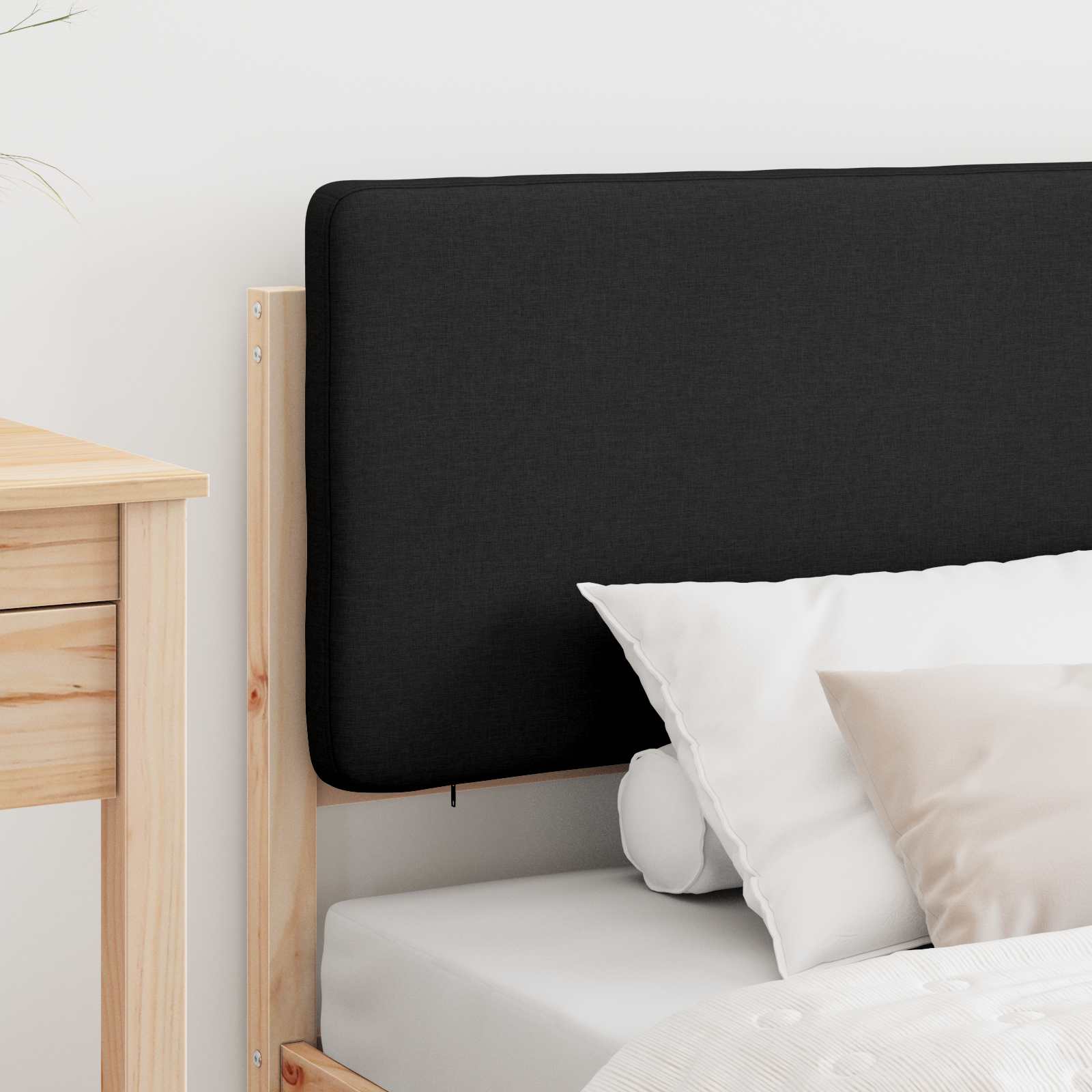 Bettgestell mit gepolstertem Kopfteil Schwarz 90 x 200 cm