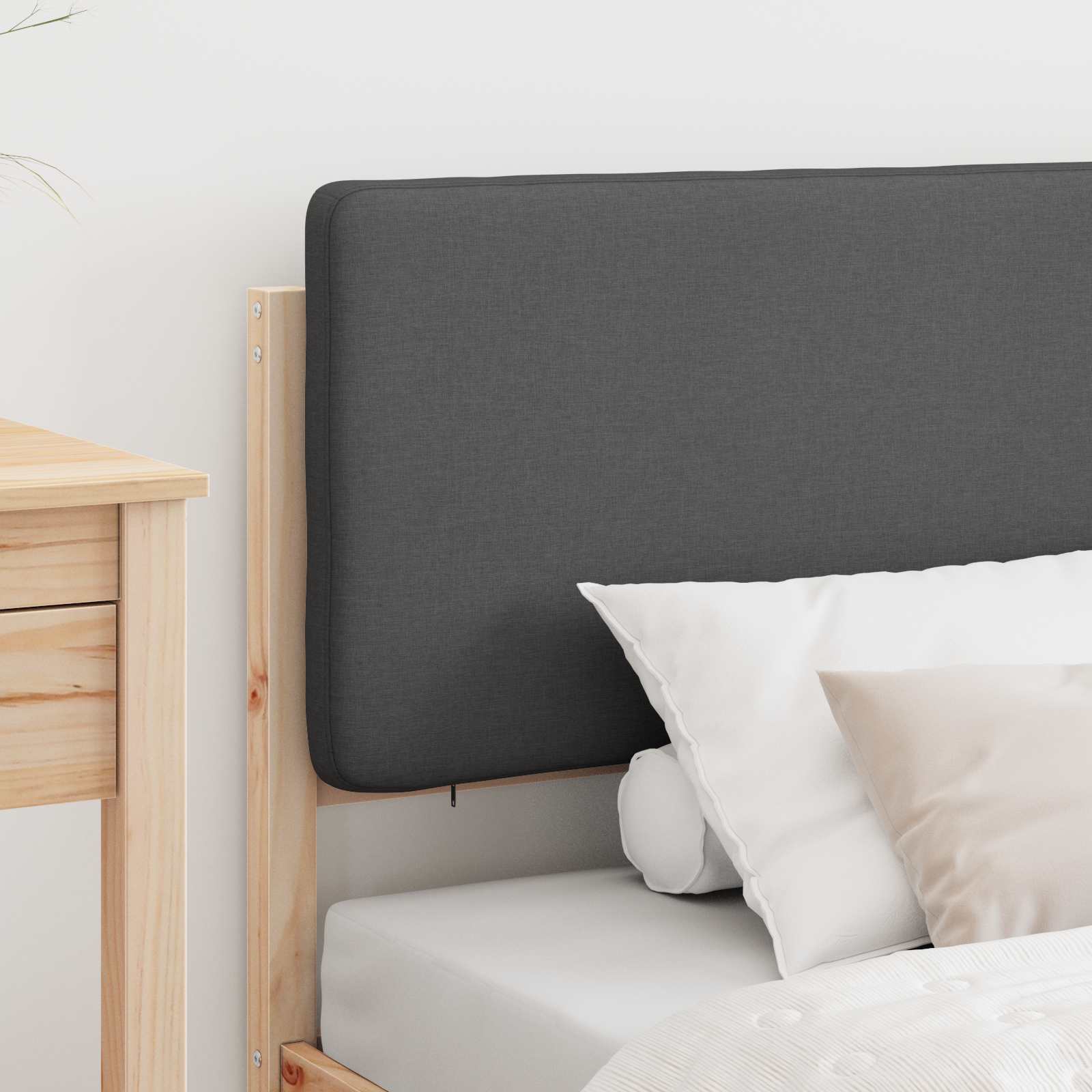 Bettgestell mit gepolstertem Kopfteil Dunkelgrau 75 x 190 cm