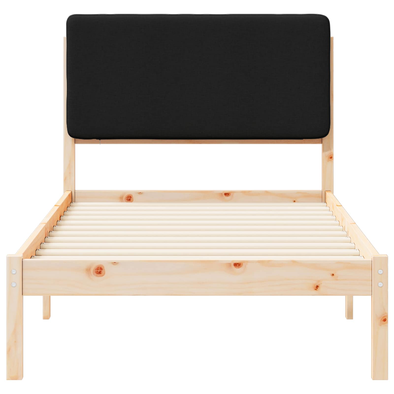 Bettgestell mit gepolstertem Kopfteil Schwarz 75 x 190 cm