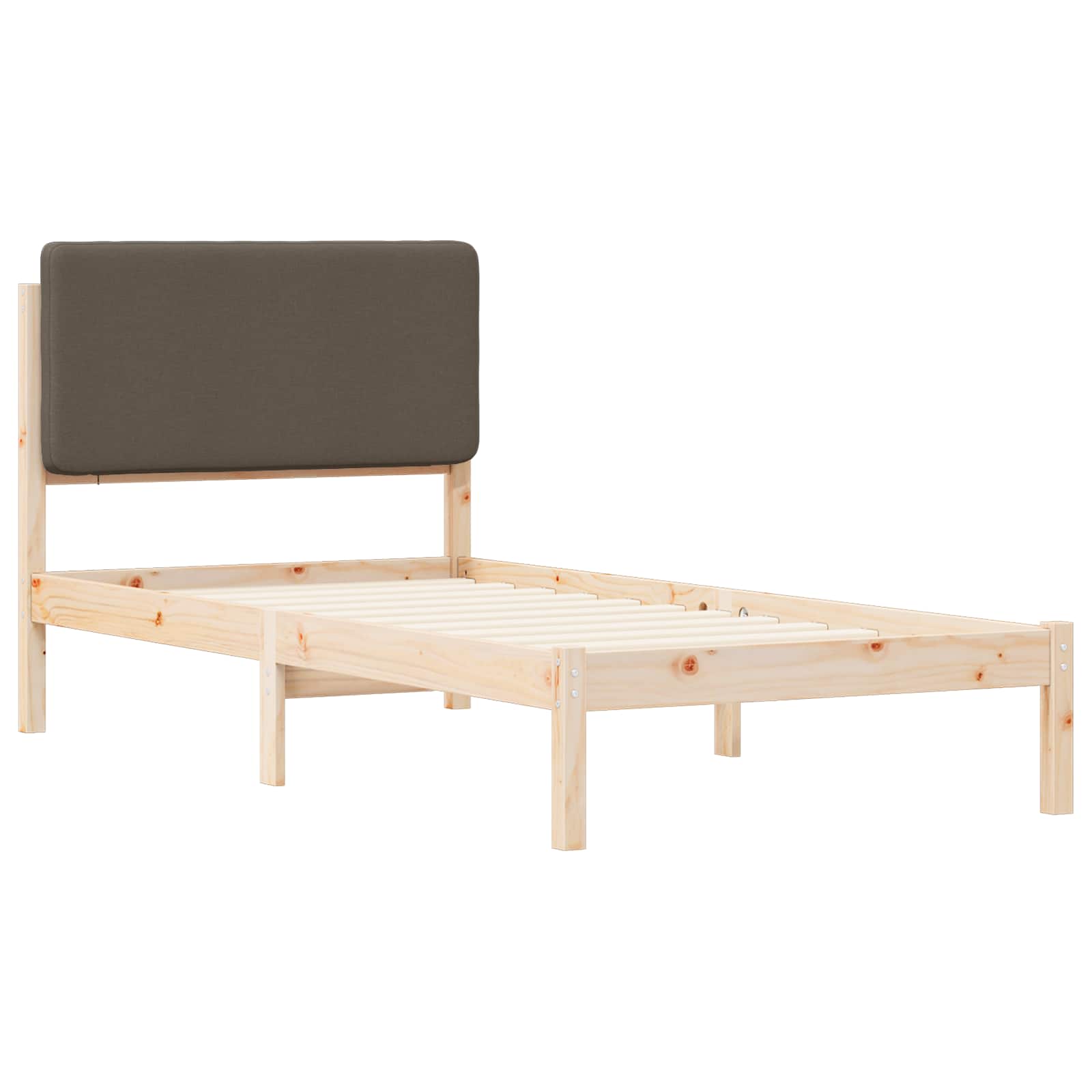 Bettgestell mit gepolstertem Kopfteil Taupe 75 x 190 cm