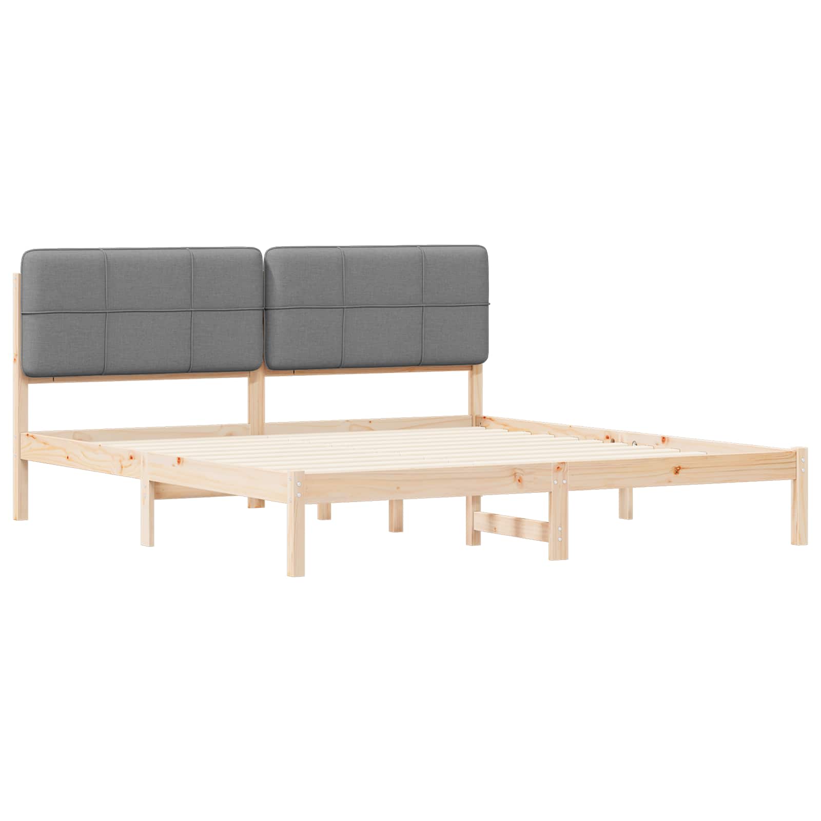 Bettgestell mit gepolstertem Kopfteil Hellgrau 180 x 200 cm