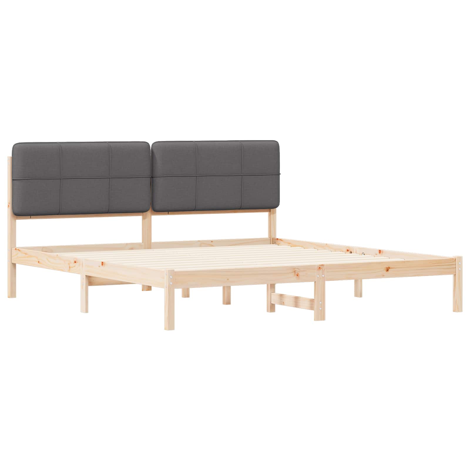 Bettgestell mit gepolstertem Kopfteil Dunkelgrau 180 x 200 cm