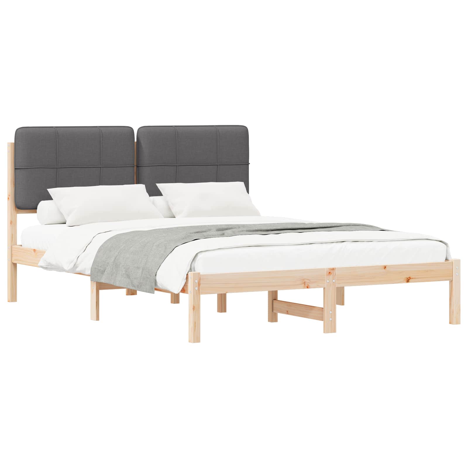Bettgestell mit gepolstertem Kopfteil Dunkelgrau 150 x 200 cm